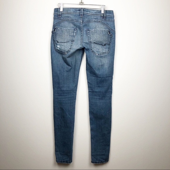 BEBE RHINESTONE SKINNY JEANS SZ 26 - Picture 4 of 8